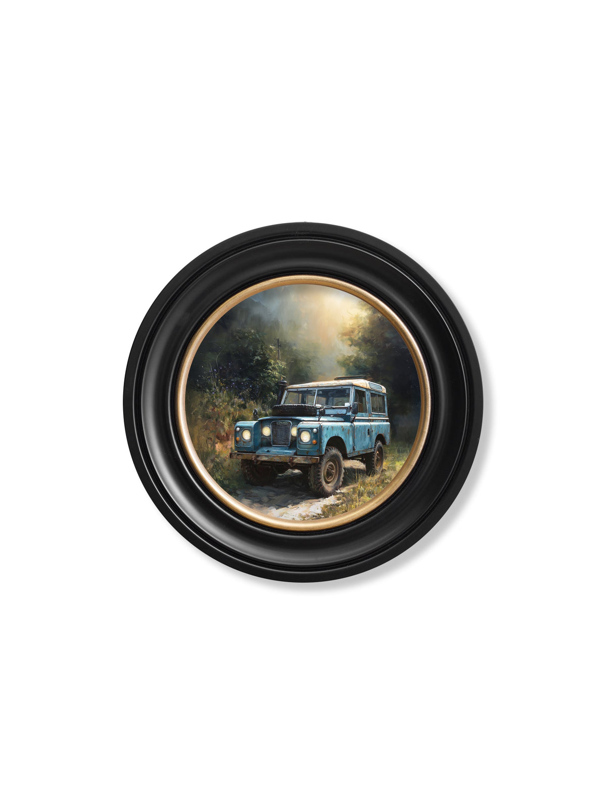 Order Oxford Black and Gold framed blue Defender landscape print