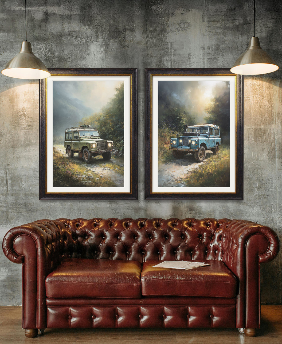 Order Oxford framed blue Defender landscape print for your home
