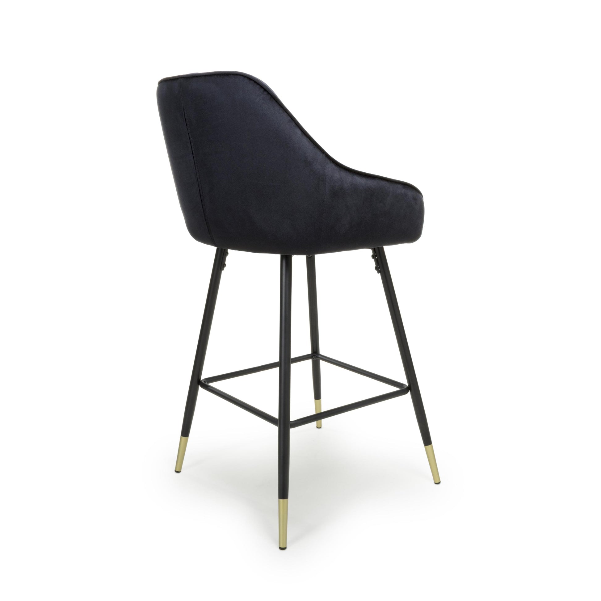 Order Savanna Brushed Velvet Black Bar Stool with black metal frame