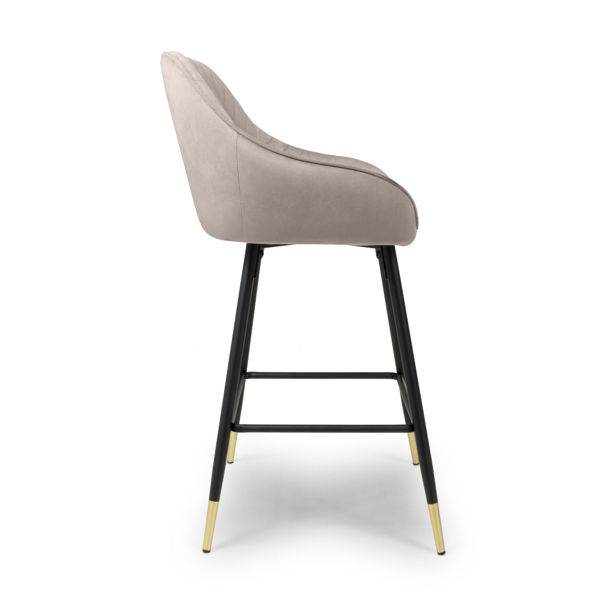 Order Savanna Brushed Velvet Mink Bar Stool with black metal frame