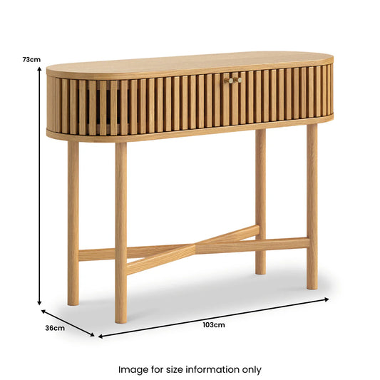 Order Soho Natural Oak Slatted Oval Console Table with Storage Online