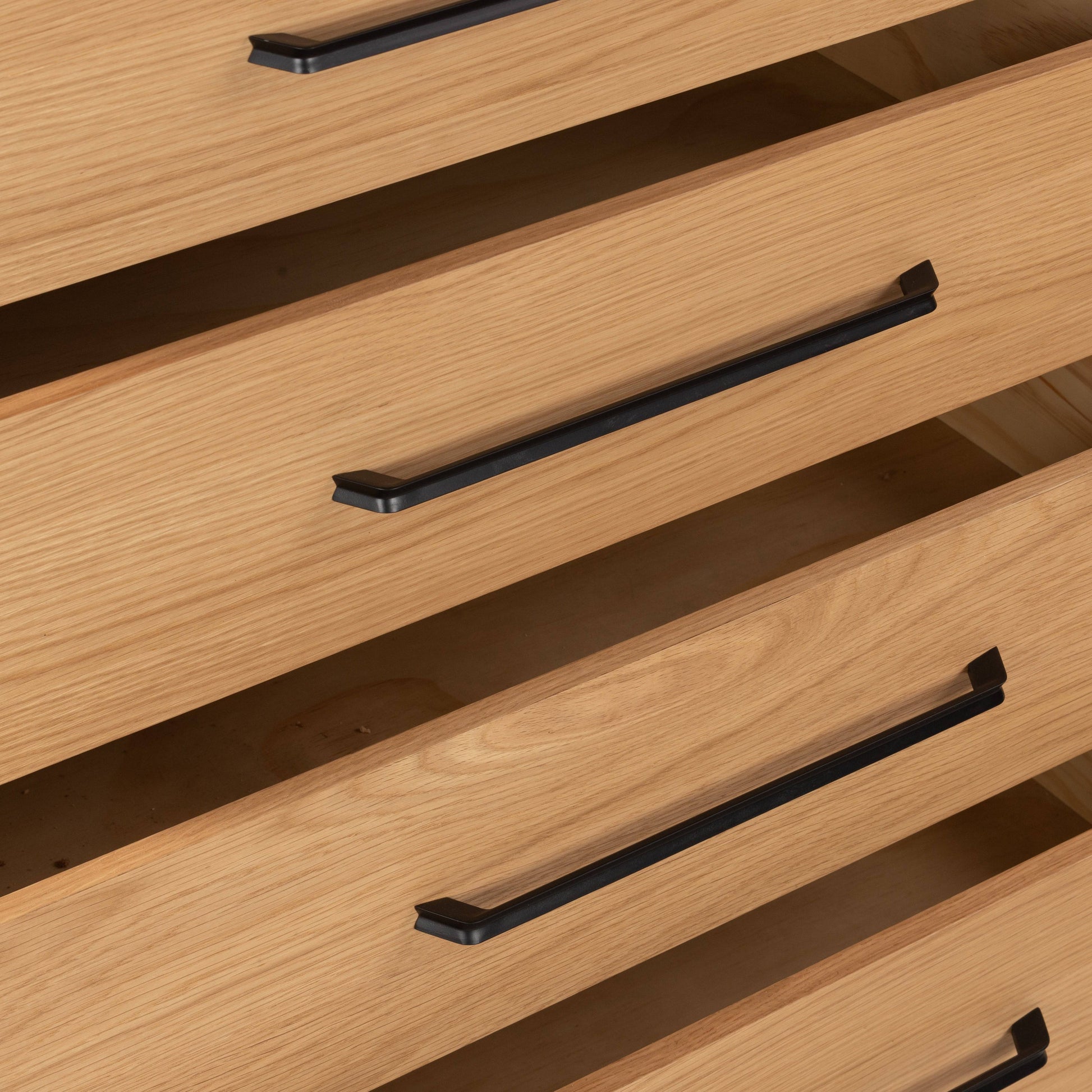 Order Viento Oak 4 Drawer Chest with black metal handles today
