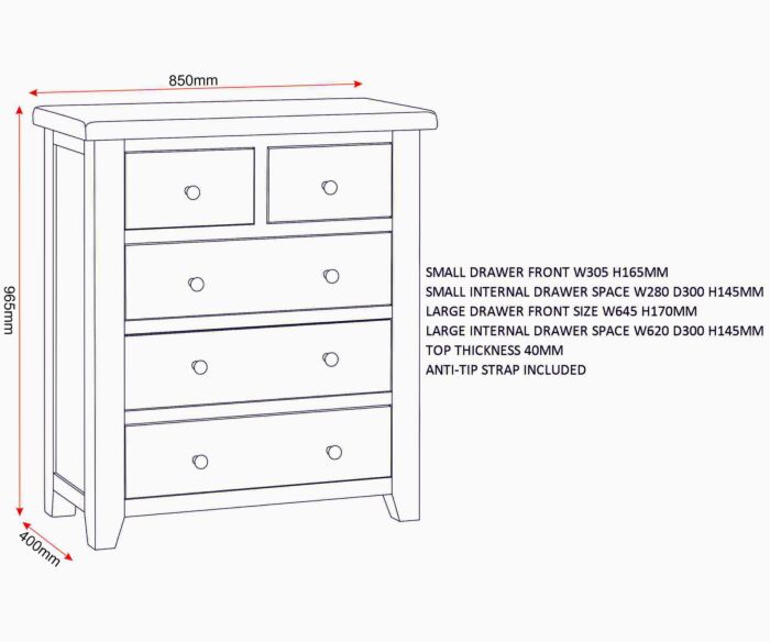 Order Windsor 3+2 Drawer Chest Ivory Oak timeless bedroom storage UK
