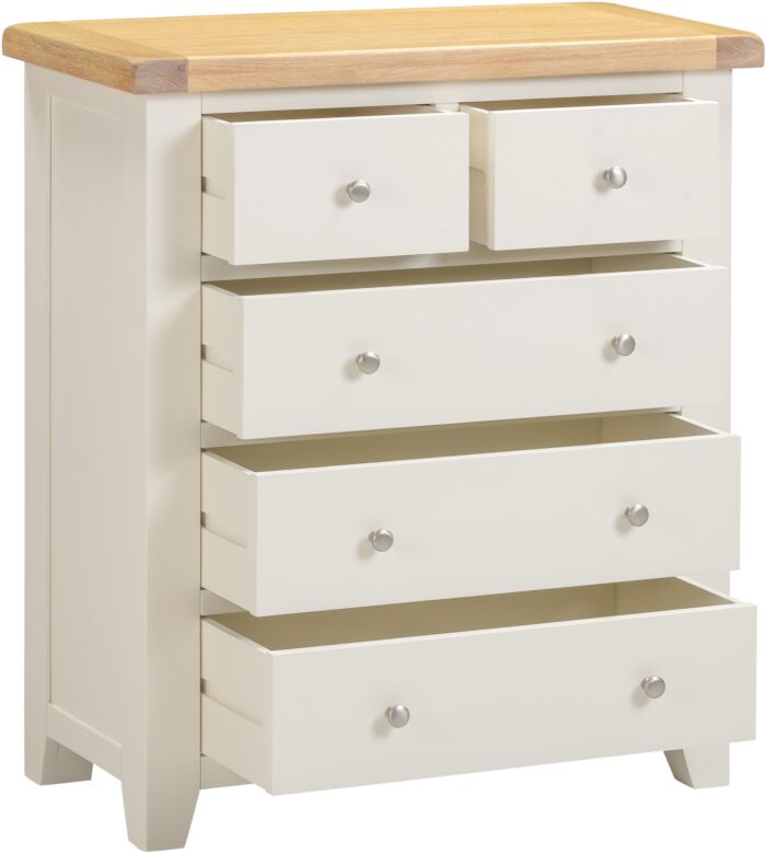 Order Windsor ivory oak 5 drawer chest of drawers online UK
