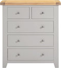 Order Windsor pebble grey oak 5 drawer chest of drawers online UK
