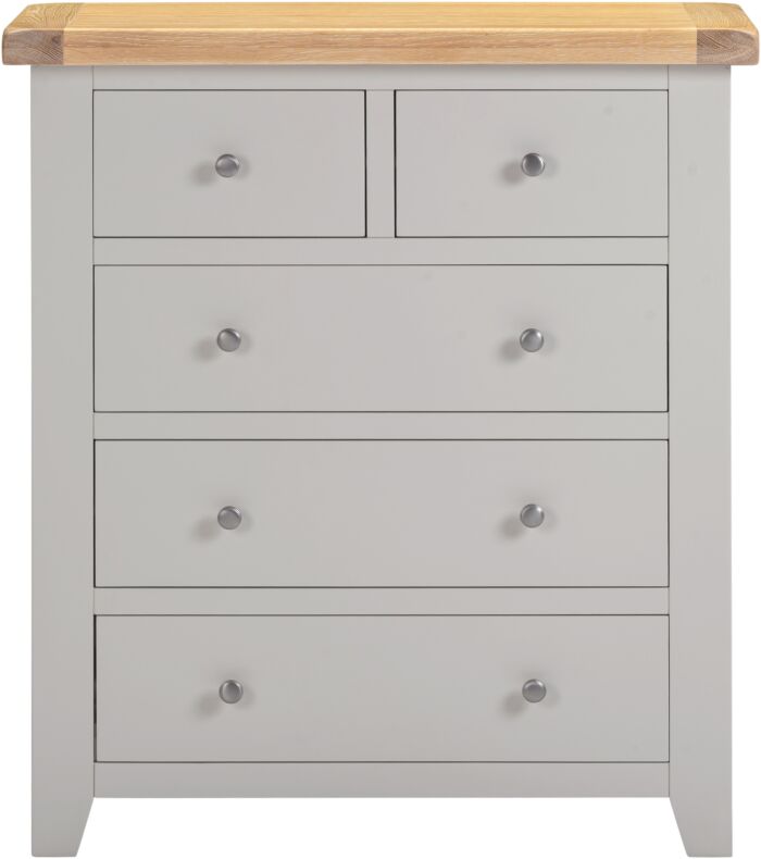 Order Windsor pebble grey oak 5 drawer chest of drawers online UK
