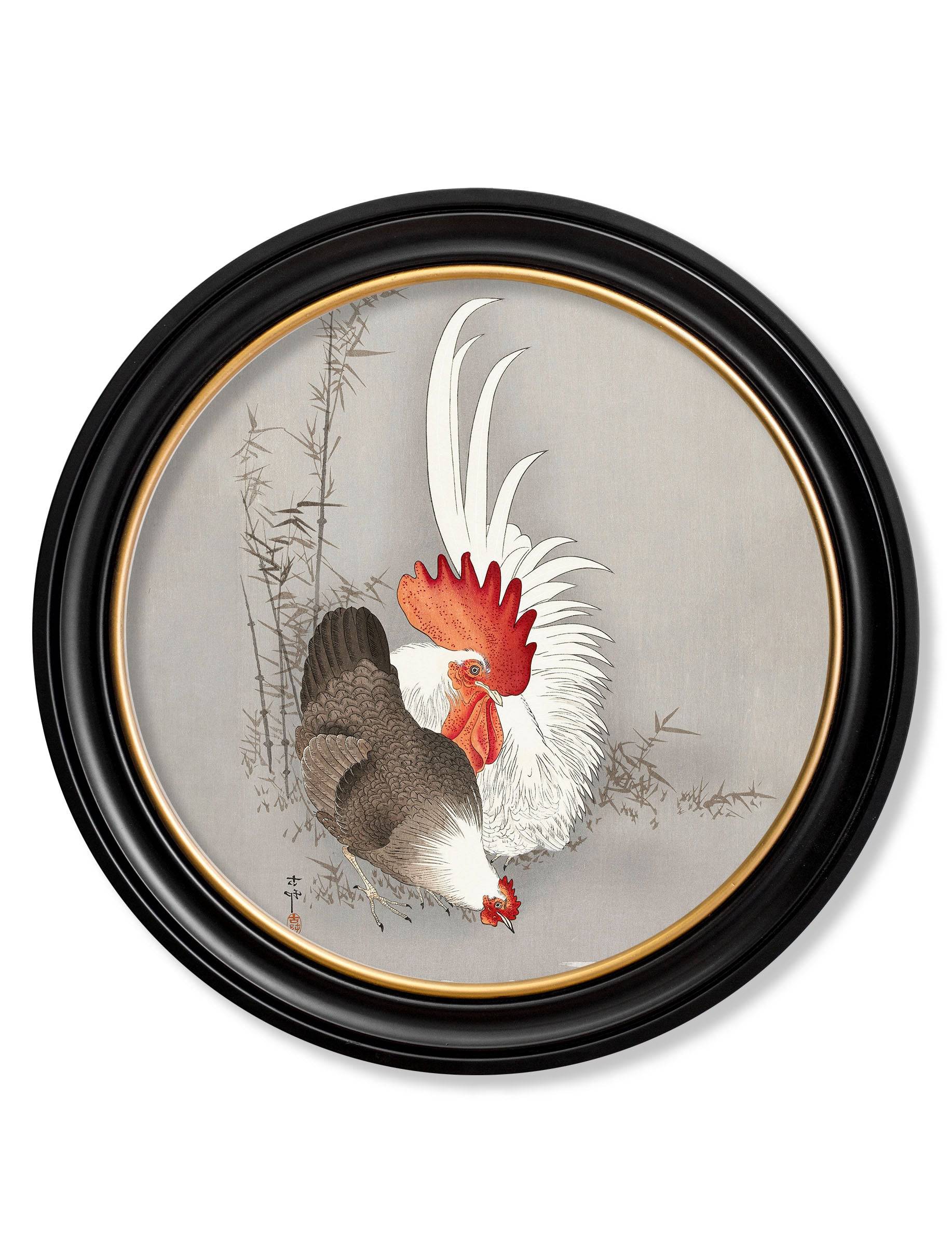 Order c.1910 Roosters Ohara Koson Round framed wall art online
