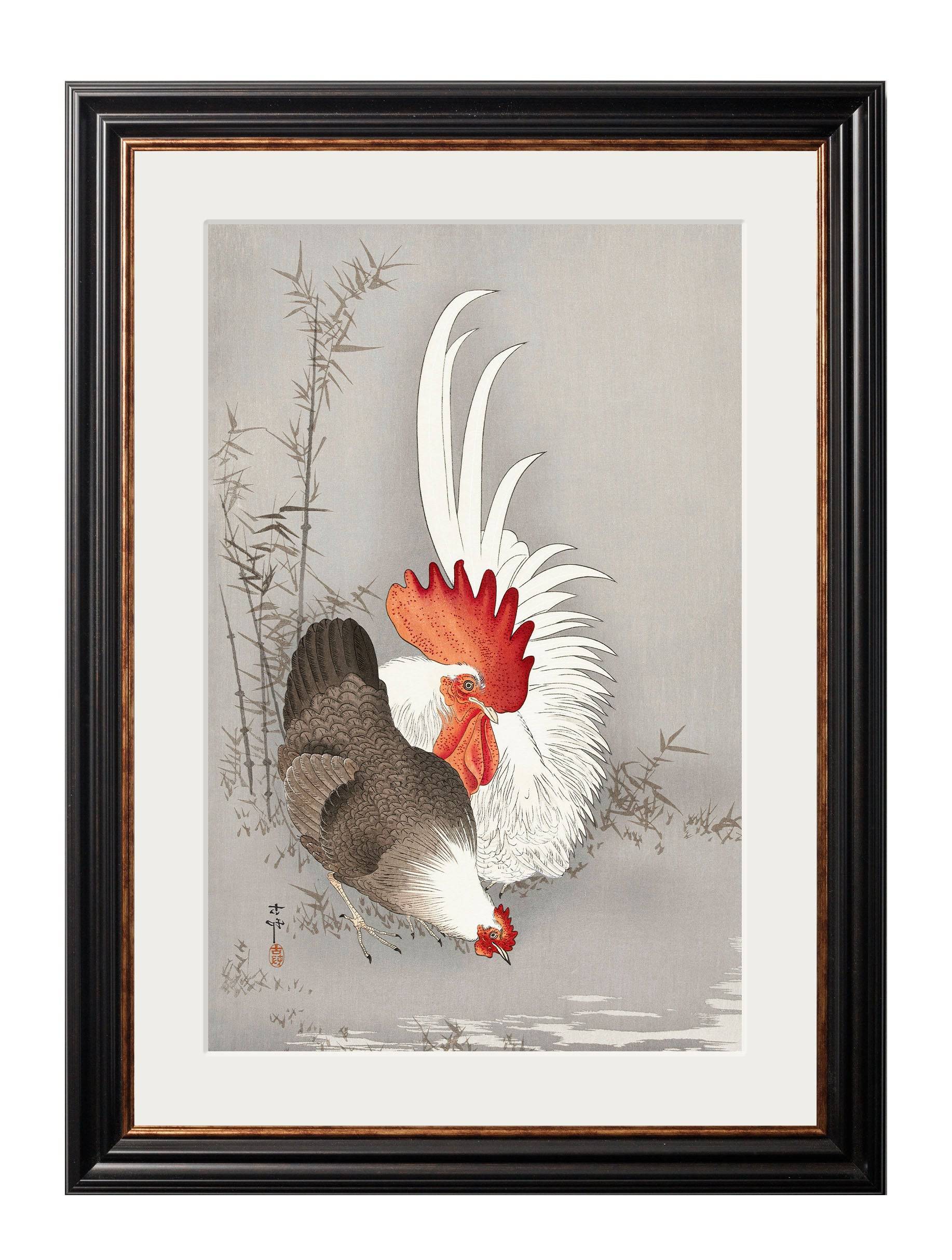 Order c.1910 Roosters Ohara Koson archival wall art online Blythe Living
