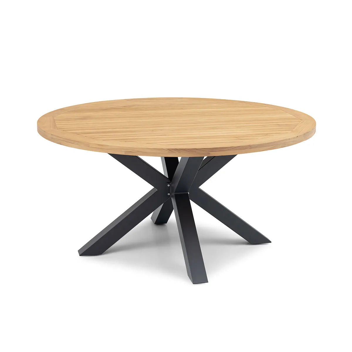 Order multi functional round timber dining table with modern green rope weave chairs