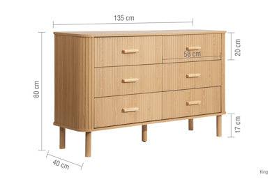 Order wide fluted oak chest of drawers modern bedroom storage UK
