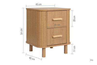 PREMIUM AXEL 2 DRAWER FLUTED BEDSIDE OAK