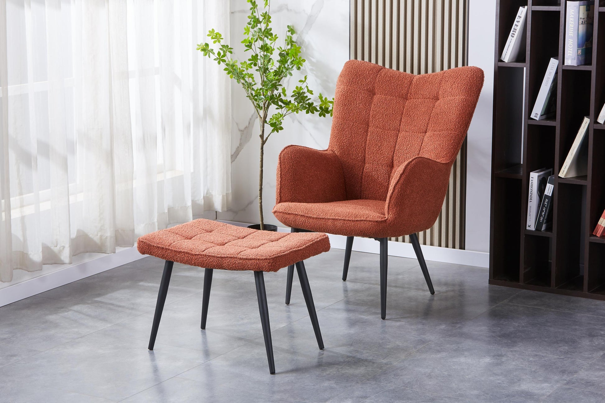Paris Boucle Copper Armchair & Footstool Best Price