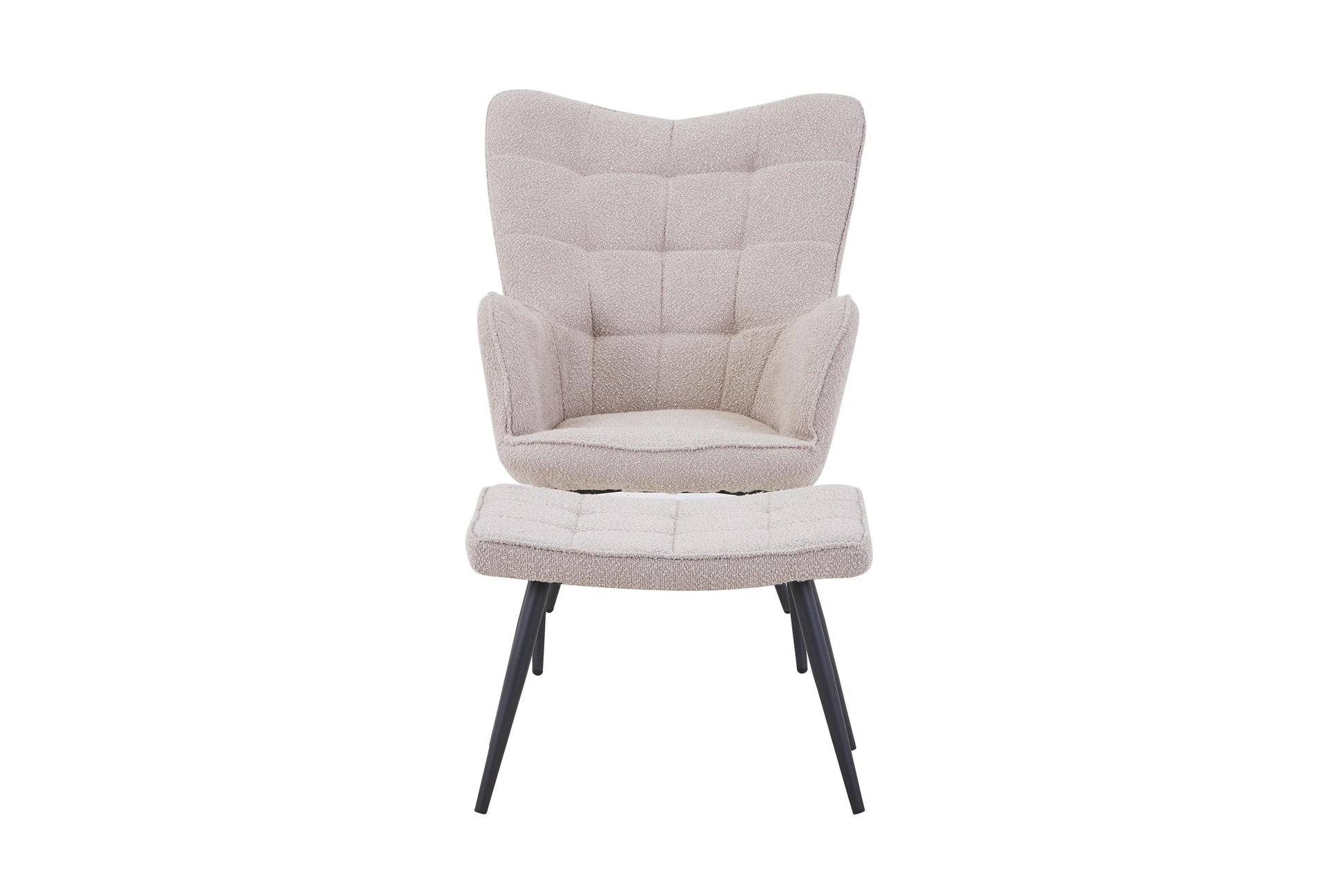 Paris Boucle Light Brown Armchair & Footstool 
