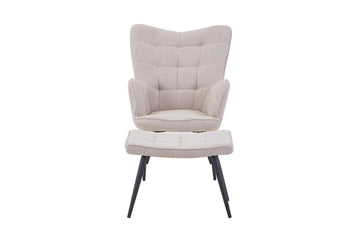 Paris Boucle Light Brown Armchair & Footstool 