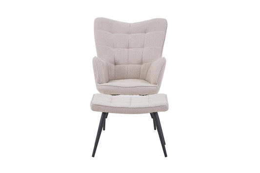 Paris Boucle Light Brown Armchair & Footstool 