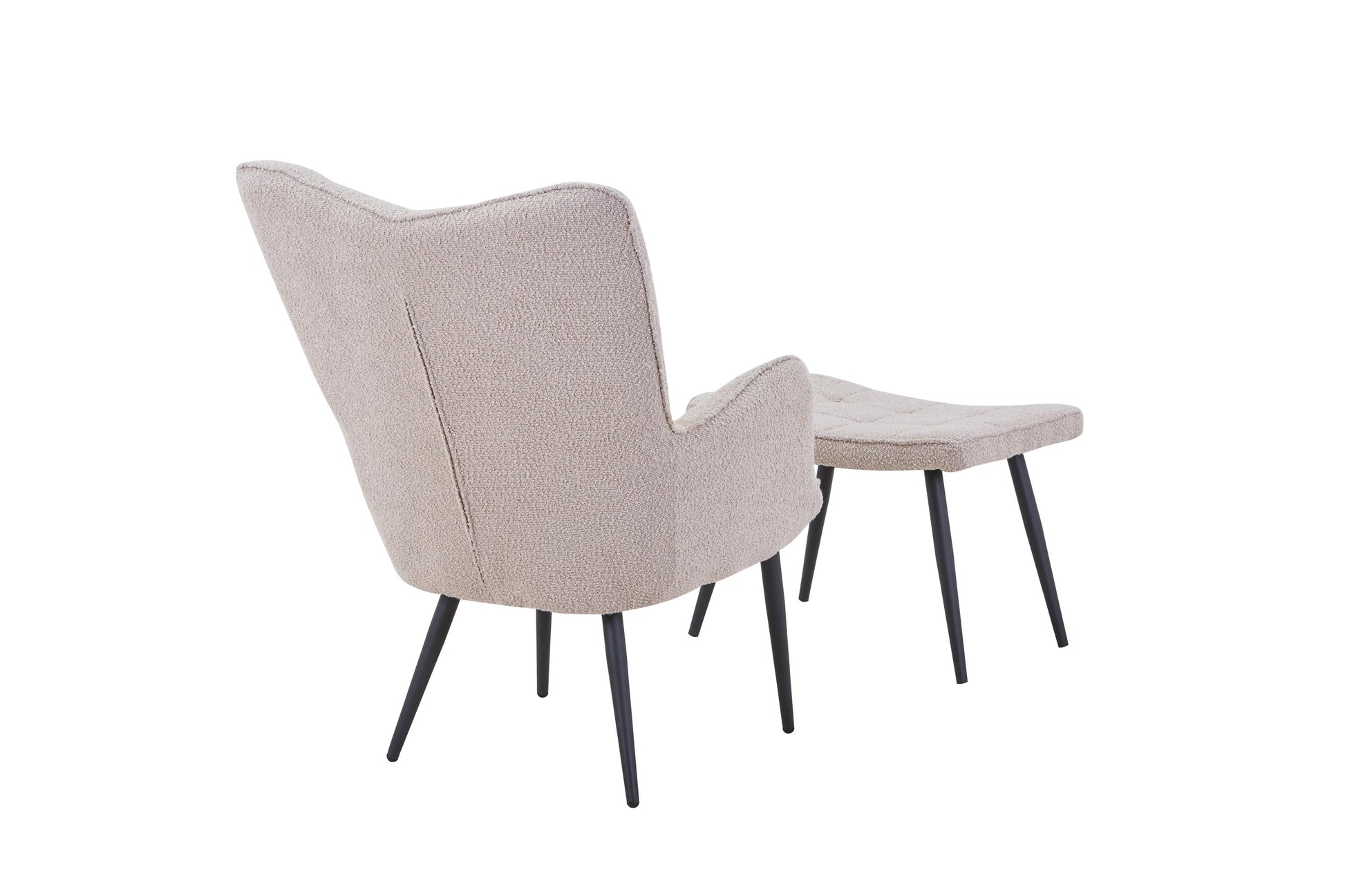 Paris Boucle Light Brown Armchair & Footstool For Sale