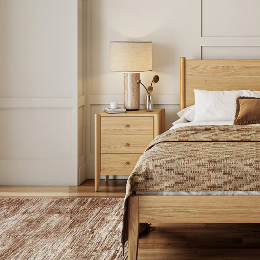 Paris Oak 3 Drawer Bedside Table