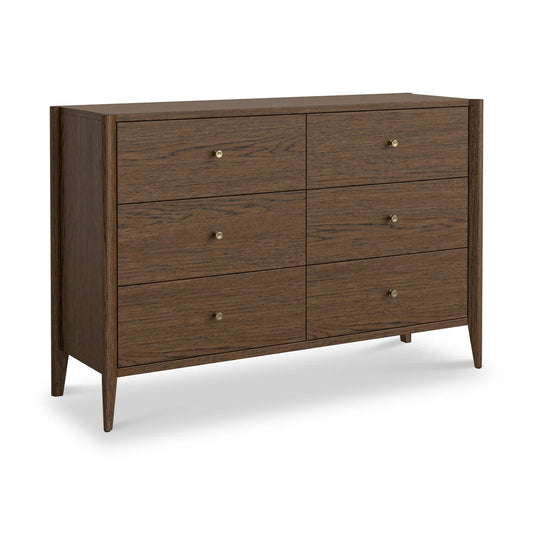 Paris Oak 6 Drawer Chest Brown