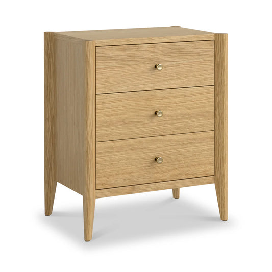 Parisian Oak Bedside Cabinet With 3 Drawers