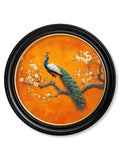 Peacocks In Saffron Garden - Oxford Round Frame - Blythe Living