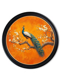 Peacocks In Saffron Garden - Oxford Round Frame - Blythe Living