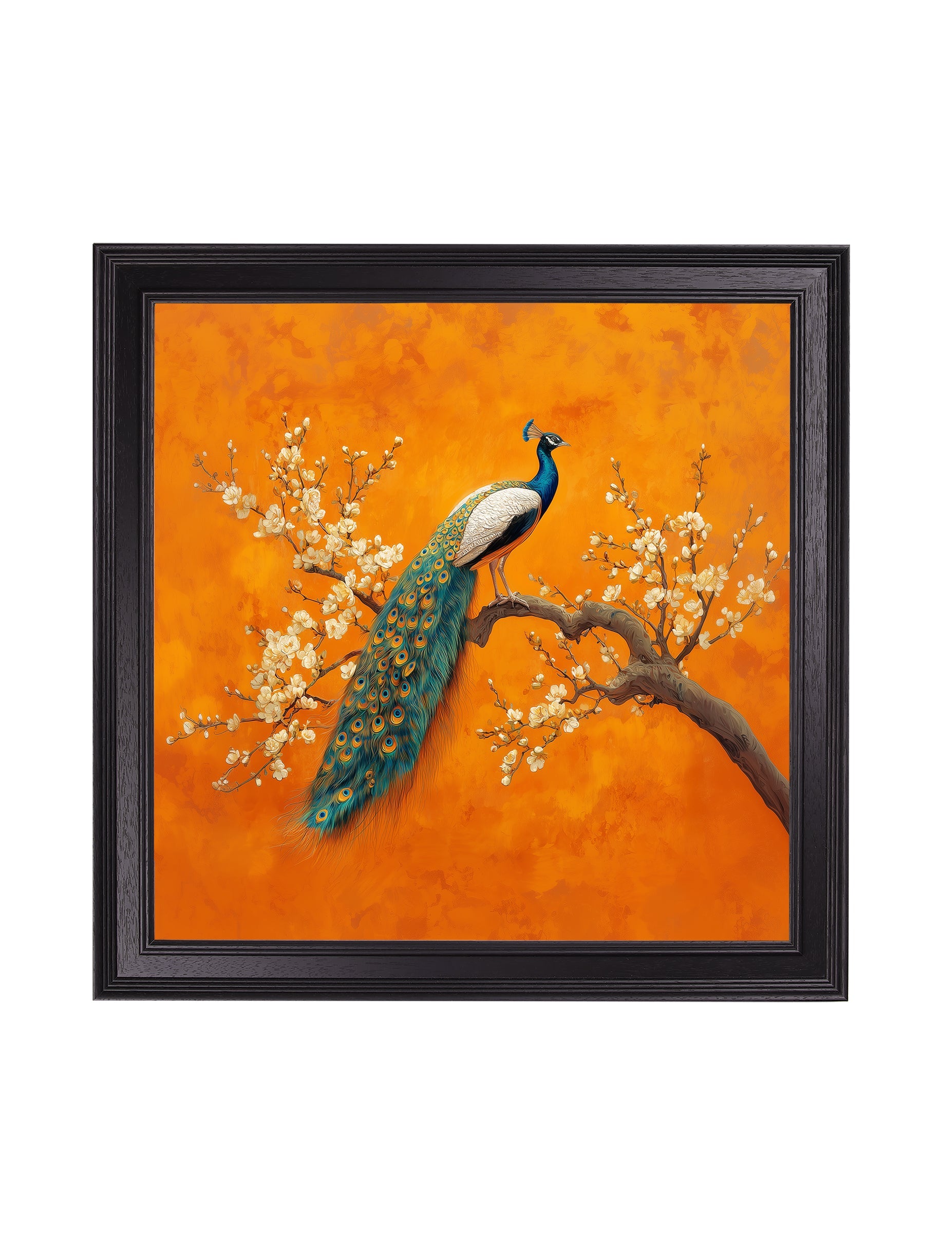 Peacocks In Saffron Garden - Black Hurstwood Square Frame - Blythe Living