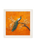 Peacocks In Saffron Garden - Cream Hurstwood Square Frame - Blythe Living