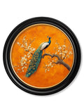 Peacocks In Saffron Garden - Oxford Round Frame - Blythe Living