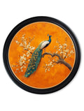 Peacocks In Saffron Garden - Oxford Round Frame - Blythe Living