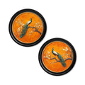Peacocks In Saffron Garden - Oxford Round Frame - Blythe Living