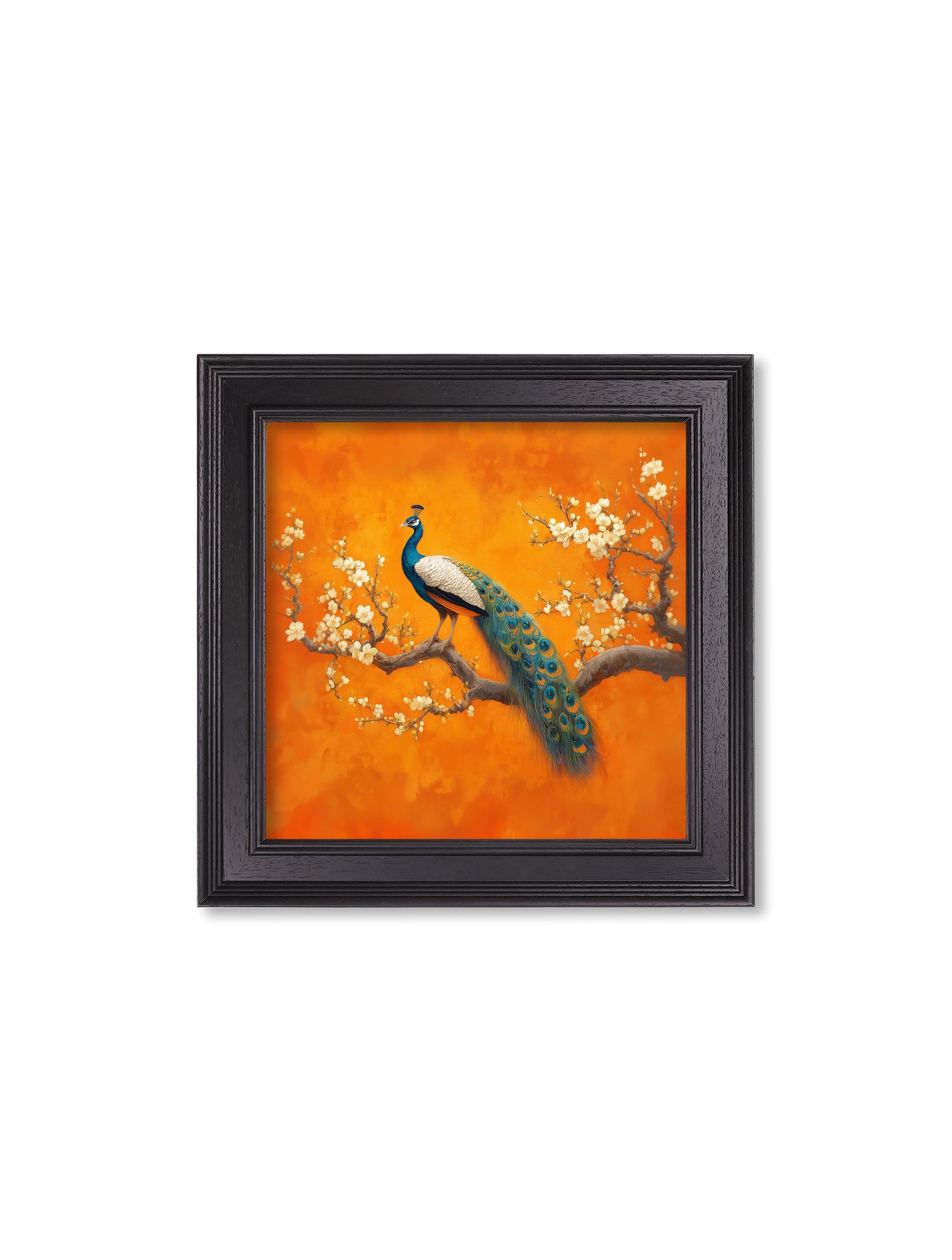 Peacocks In Saffron Garden - Black Hurstwood Square Frame - Blythe Living