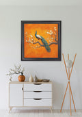 Peacocks In Saffron Garden - Black Hurstwood Square Frame - Blythe Living