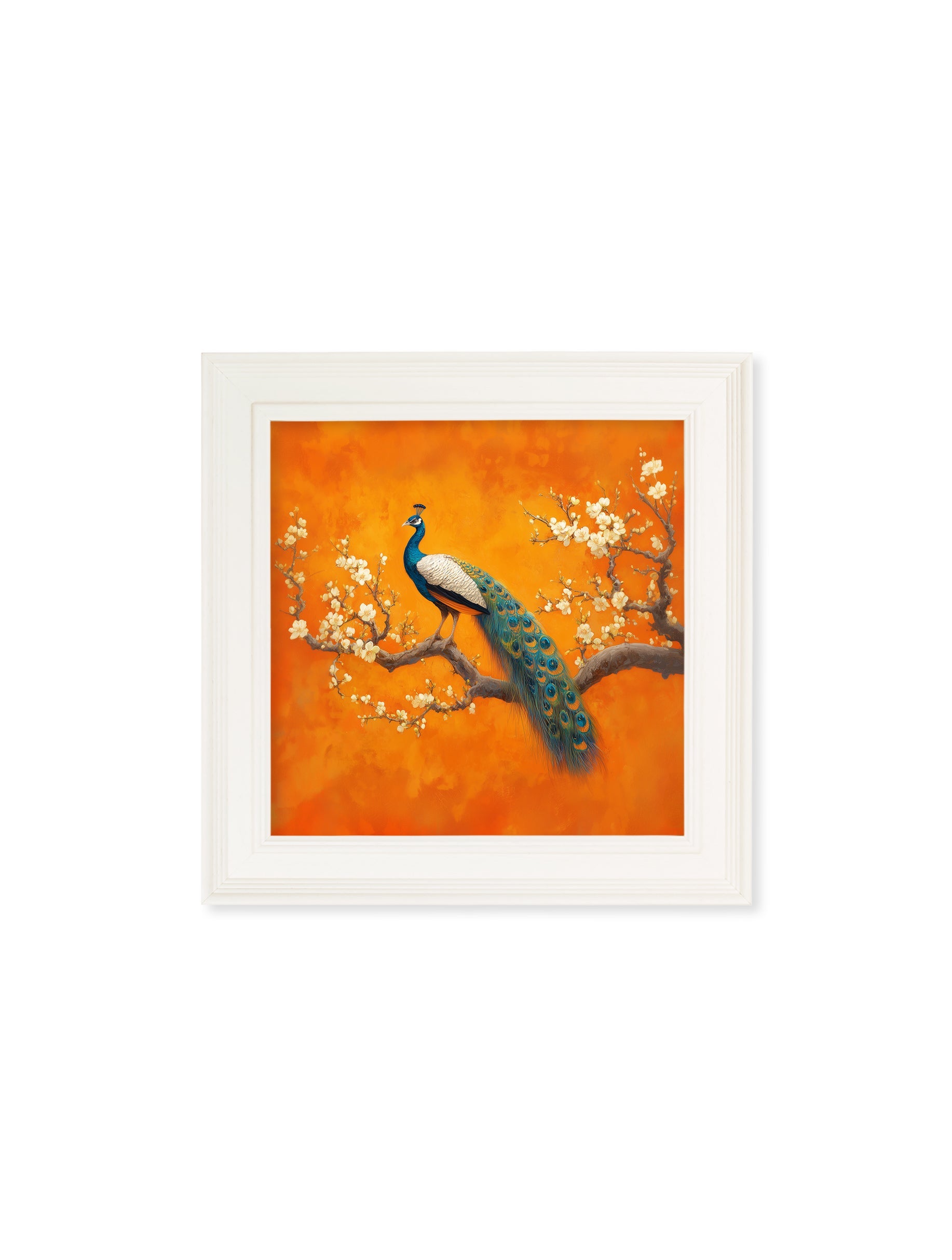 Peacocks In Saffron Garden - Cream Hurstwood Square Frame - Blythe Living