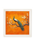 Peacocks In Saffron Garden - Cream Hurstwood Square Frame - Blythe Living