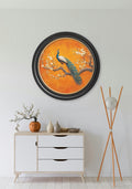 Peacocks In Saffron Garden - Oxford Round Frame - Blythe Living