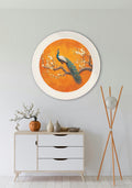 Peacocks In Saffron Garden - Oxford Strong White Round Frame - Blythe Living
