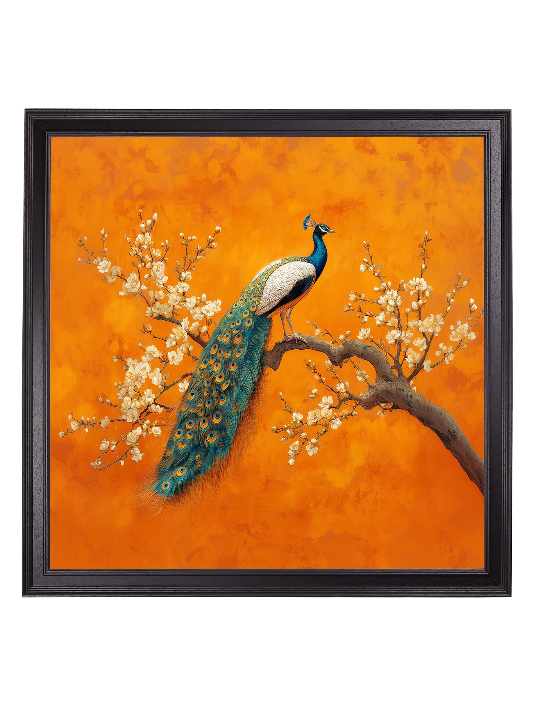 Peacocks In Saffron Garden - Black Hurstwood Square Frame - Blythe Living