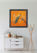 Peacocks In Saffron Garden - Black Hurstwood Square Frame - Blythe Living