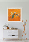 Peacocks In Saffron Garden - Cream Hurstwood Square Frame - Blythe Living