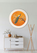 Peacocks In Saffron Garden - Oxford Strong White Round Frame - Blythe Living