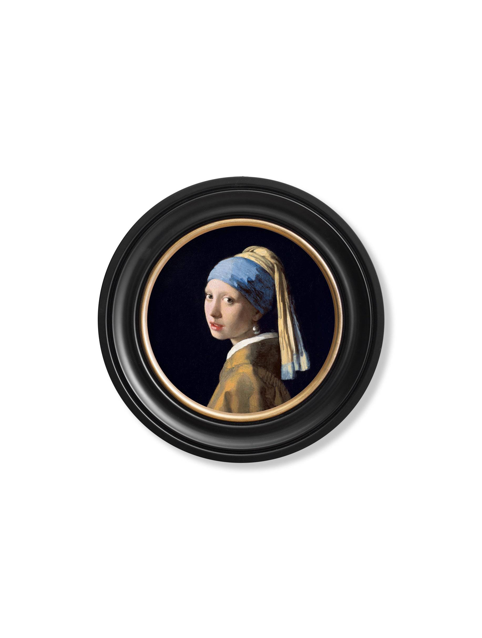 c.1665 Girl with a Pearl Earring - Round Frame J Vermeer - Blythe Living