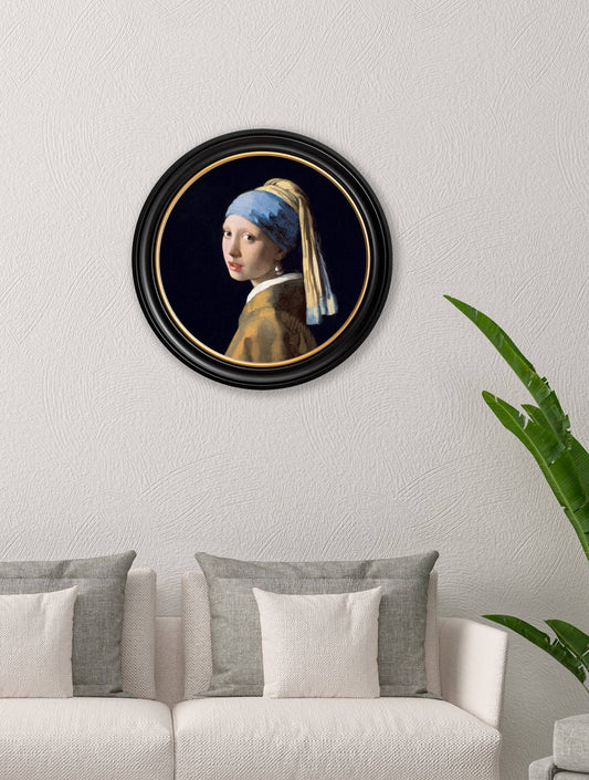 c.1665 Girl with a Pearl Earring - Round Frame J Vermeer - Blythe Living