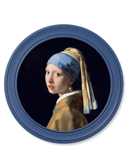 c.1665 Girl with a Pearl Earring - Round Frame J Vermeer Blue - Blythe Living