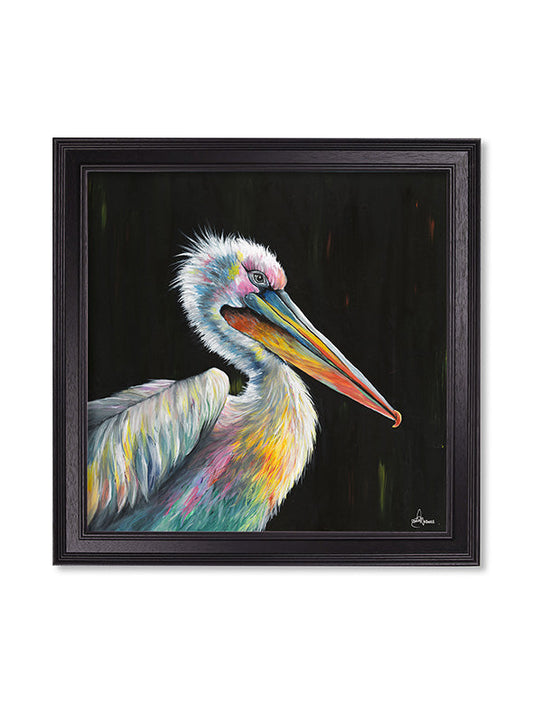Pelican Print 'Pierre' by Amy Ansell - Black Square Frame