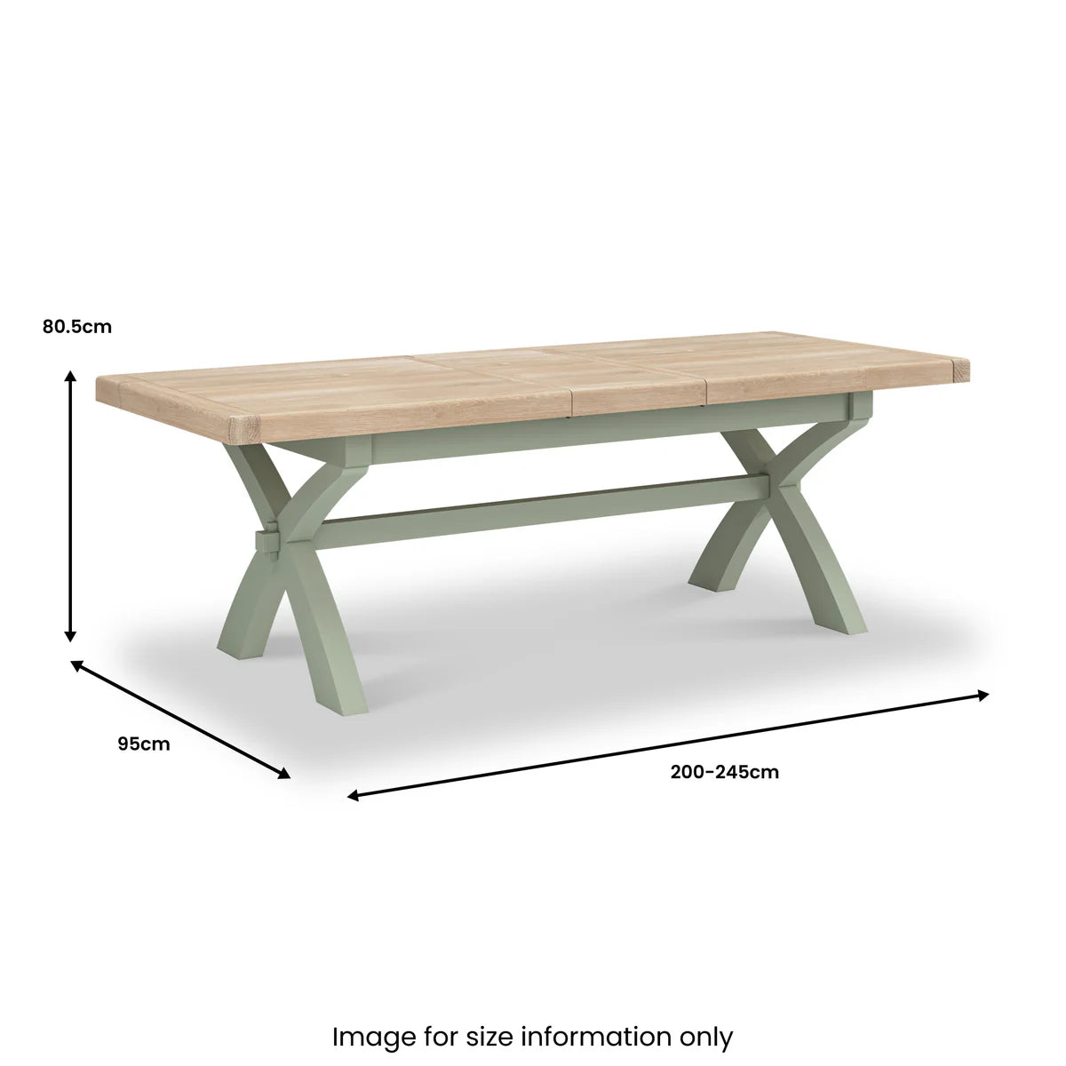 Salcombe Cross Leg Extending Dining Table - Sage - Blythe Living