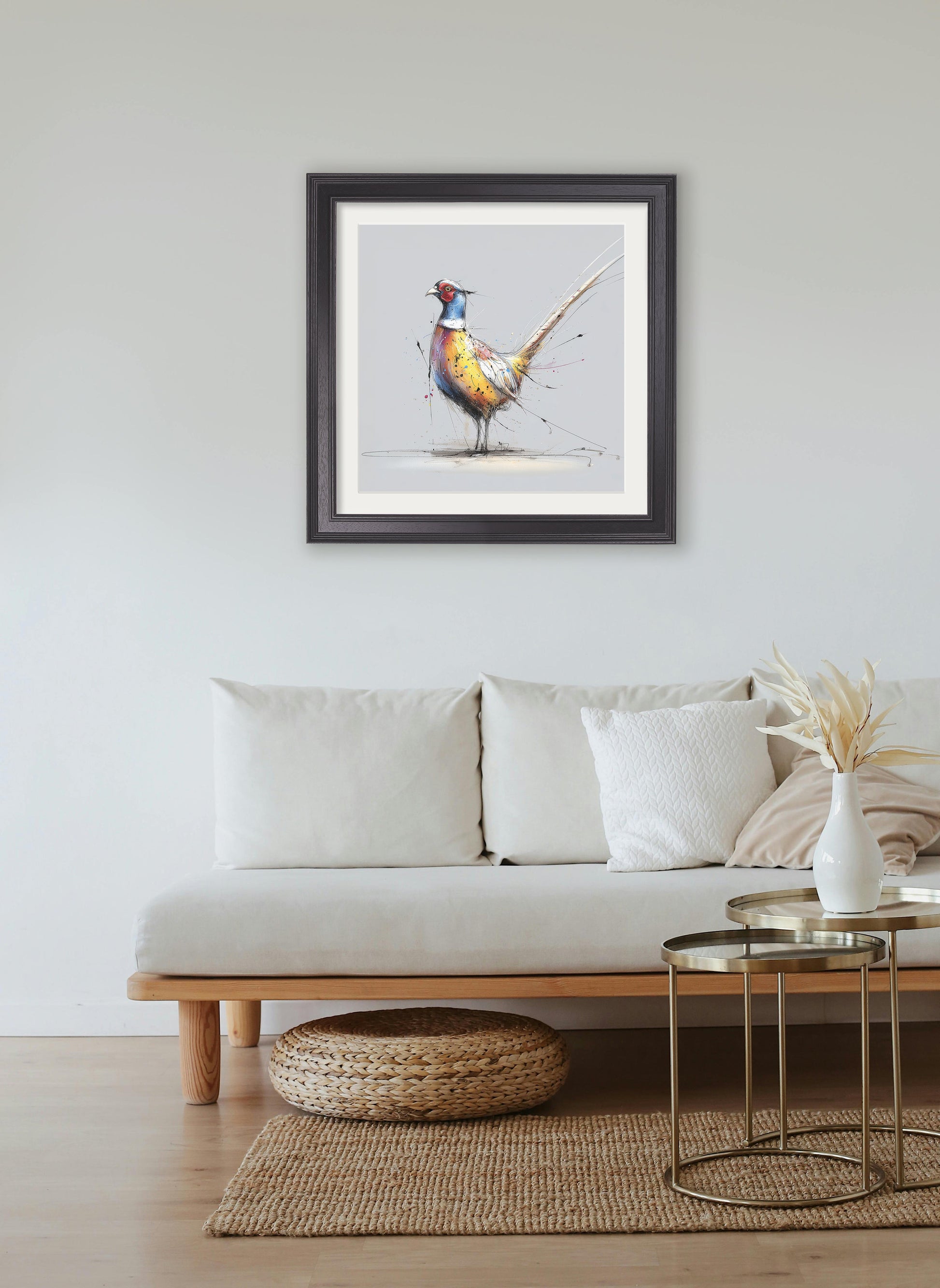 Plump Pheasant Cosy Sketch - Black Hurstwood Square Frame - Blythe Living