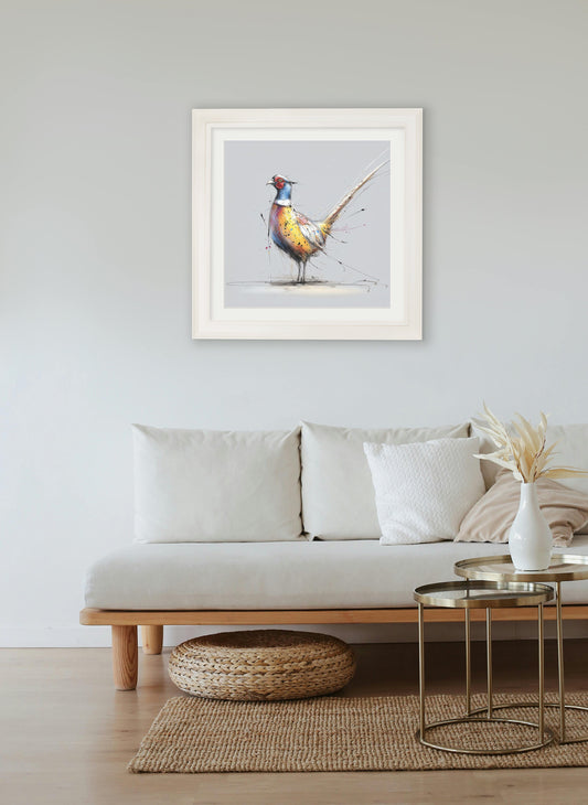 Plump Pheasant Cosy Sketch - Cream Hurstwood Square Frame - Blythe Living
