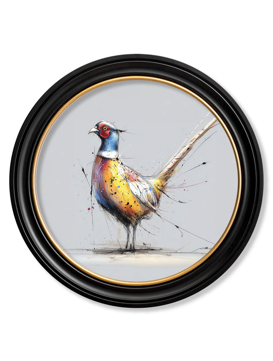 Plump Pheasant Cosy Sketch - Oxford Round Frame - Blythe Living