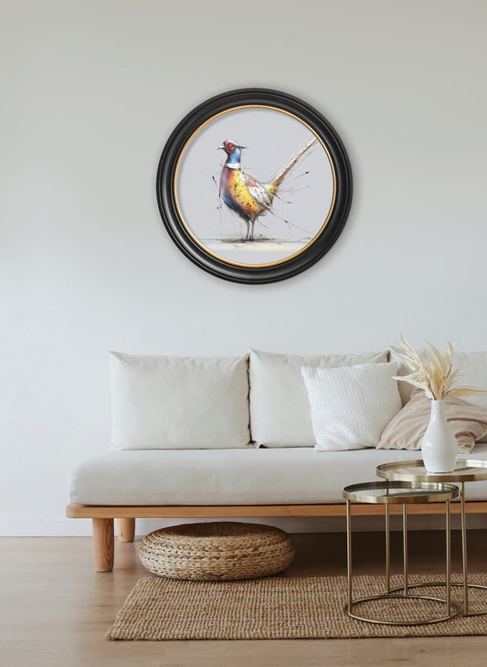 Plump Pheasant Cosy Sketch - Oxford Round Frame - Blythe Living