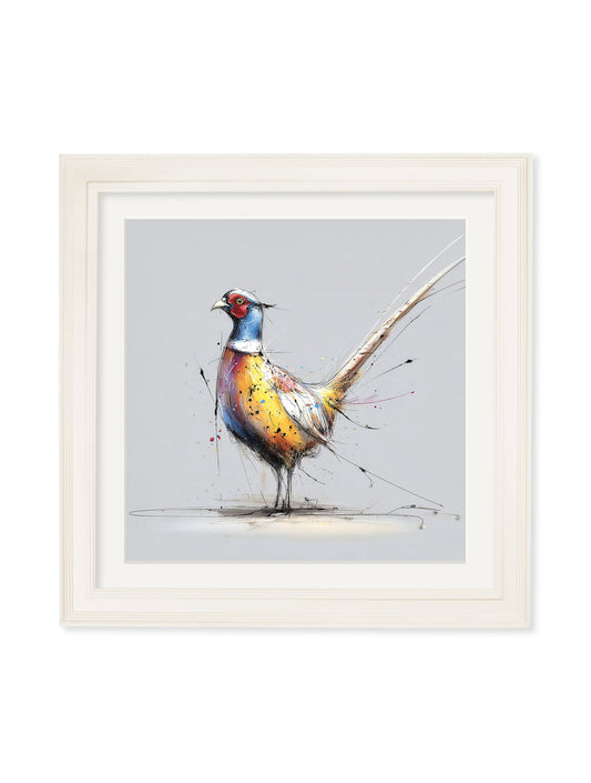 Plump Pheasant Cosy Sketch - Cream Hurstwood Square Frame - Blythe Living